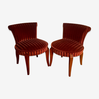 Pair of vintage velvet armchairs from the 80s