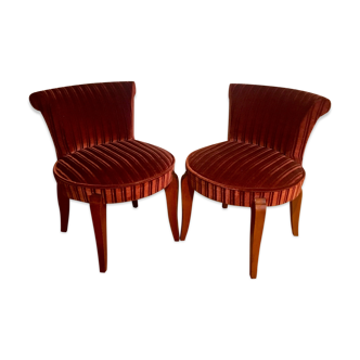 Pair of vintage velvet armchairs from the 80s