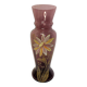 Legras Montjoye, vase violet verre émaillé marguerite vers 1900