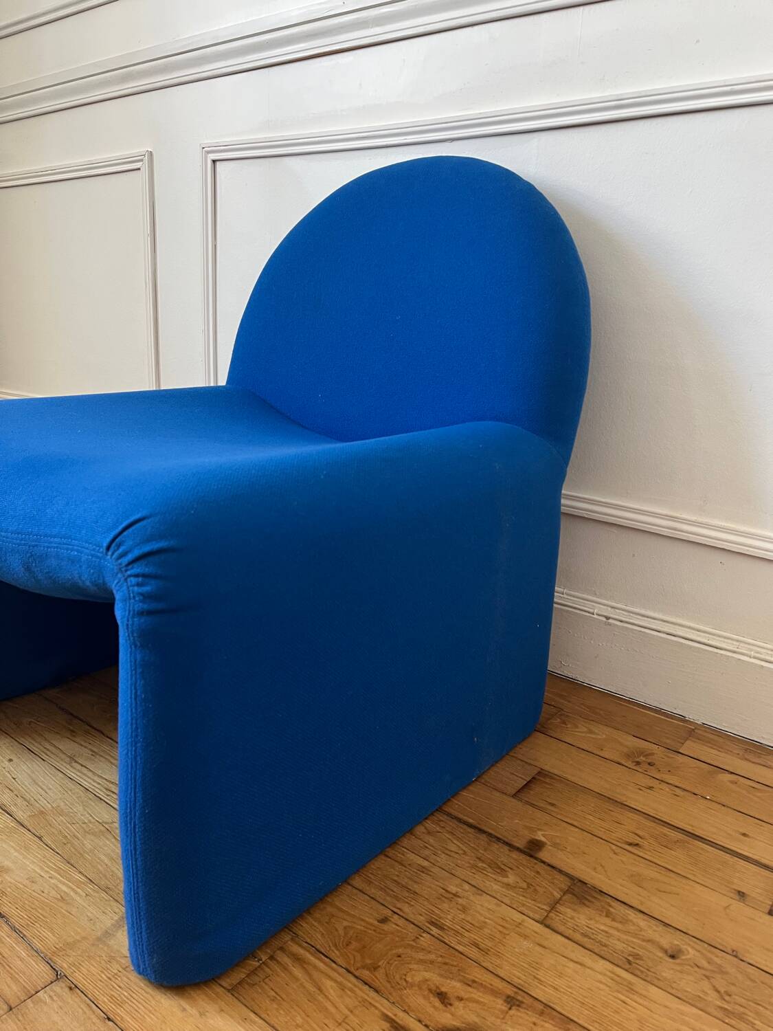 Vintage blue wool armchair