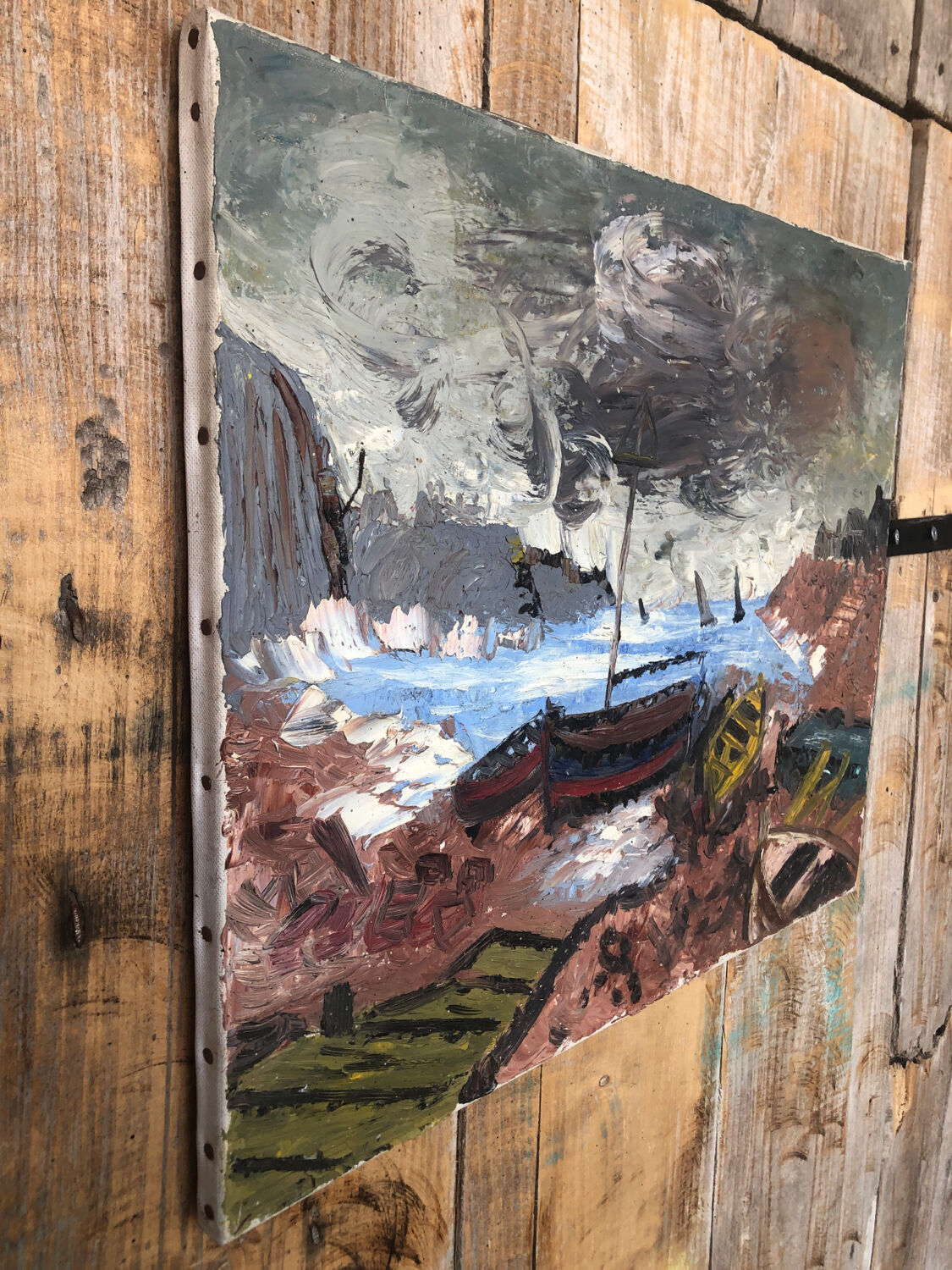 Oil painting on canvas THE TORMENT 1982 Vintage #A216