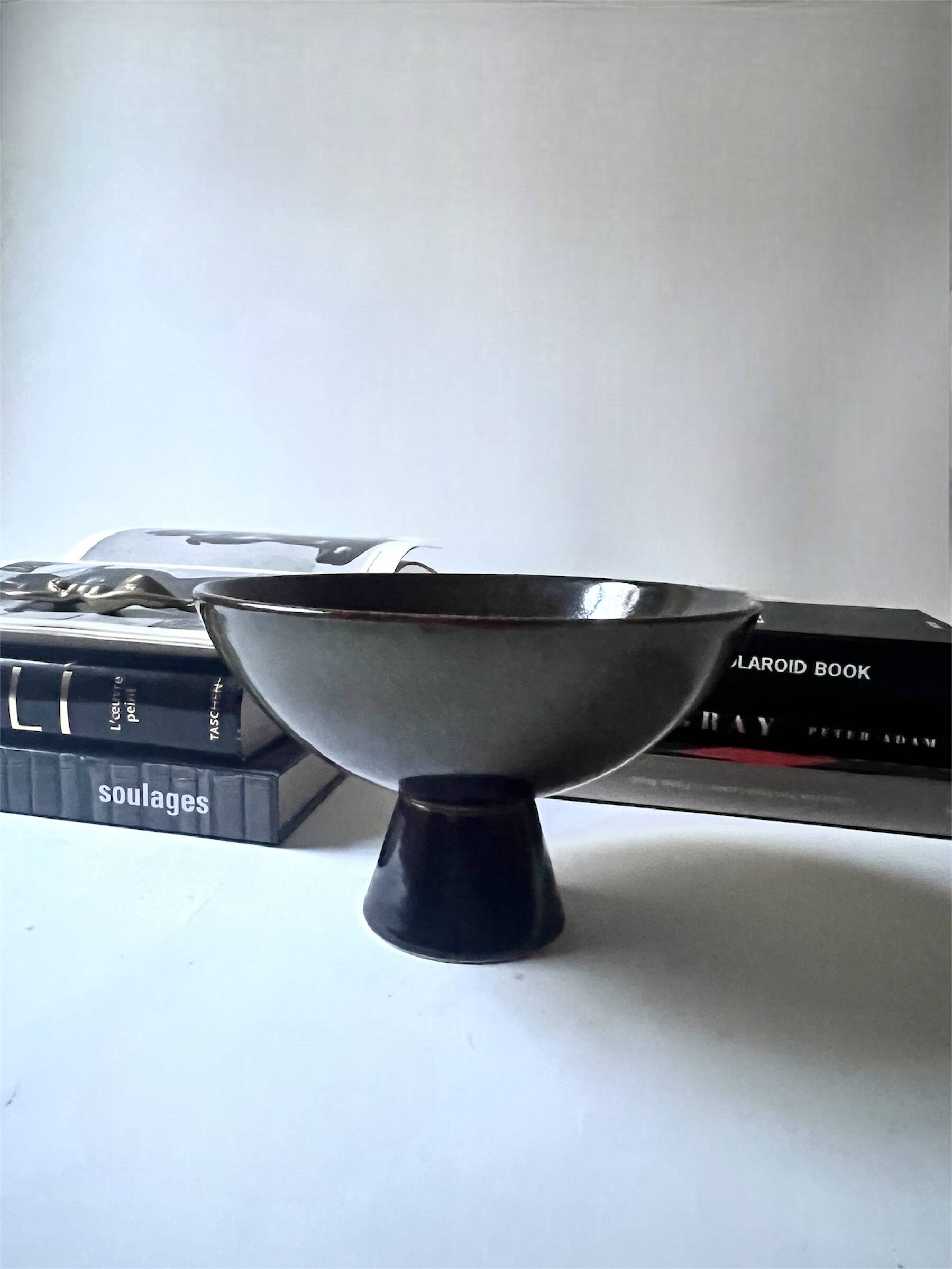 Footed ceramic glazed catchall, French design circa 1970.