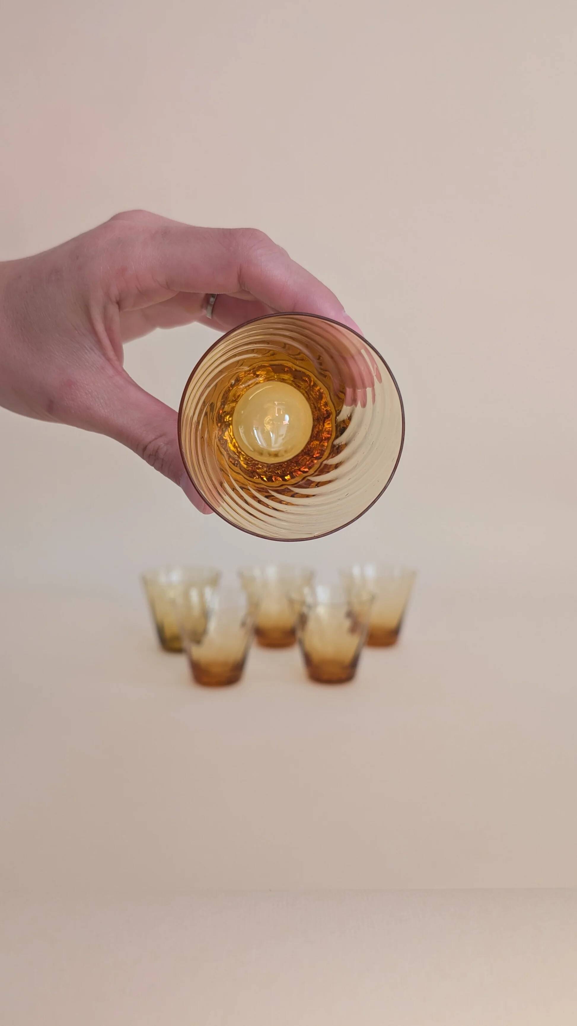 Set of 6 amber glasses