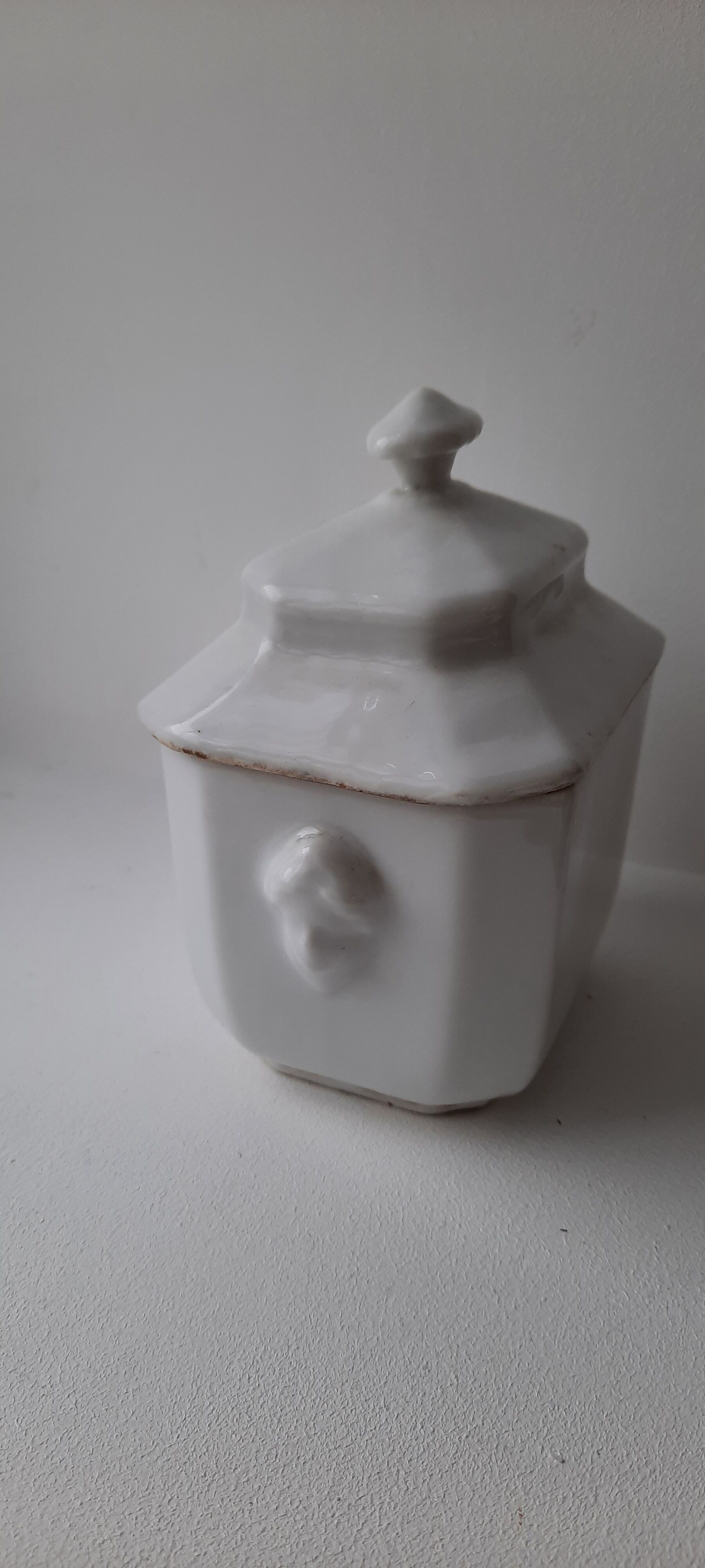 Old white sugar bowl