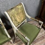 Paire de fauteuils style Louis XVI en bois laqué circa 1850 (B)