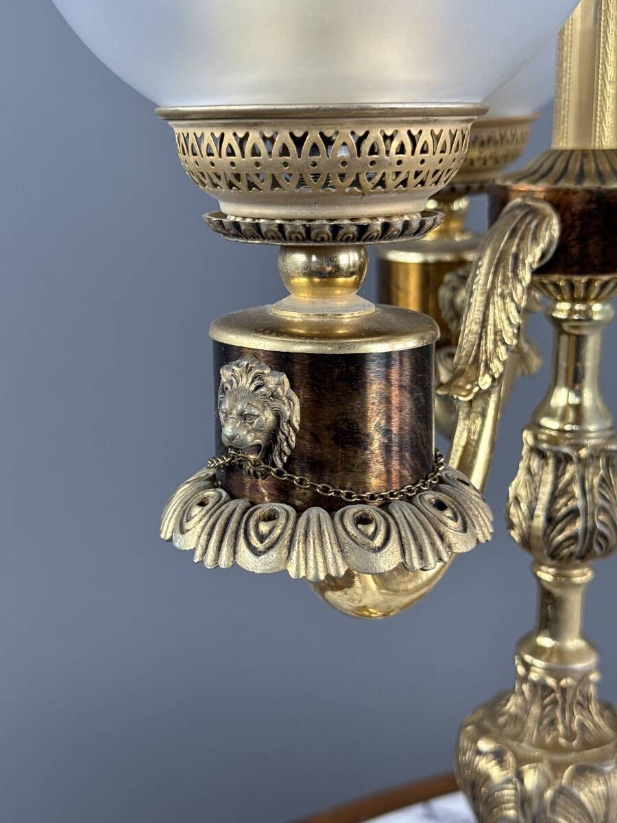 Pair of three-light candelabra in bronze, 20th century
