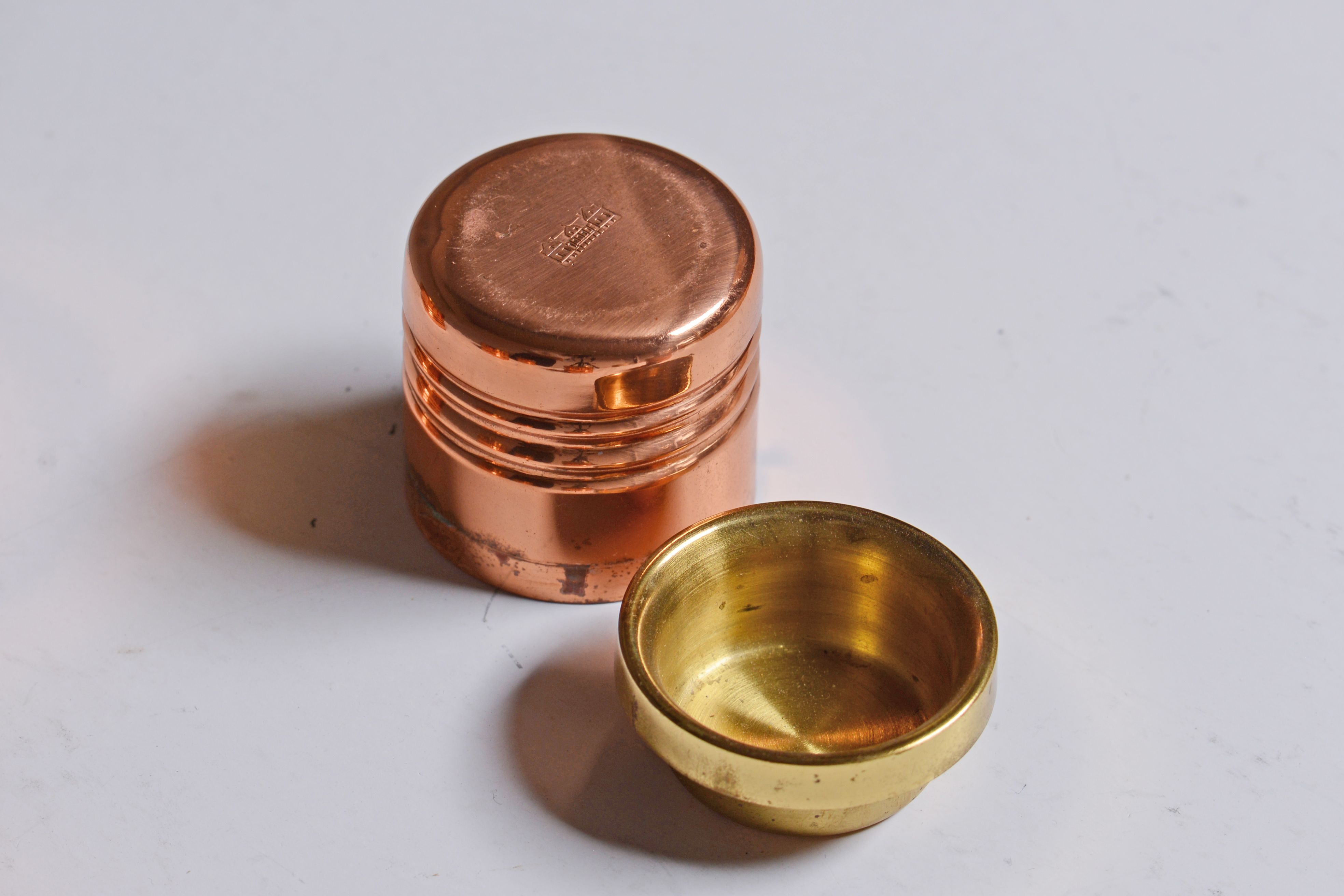 Set of 6 Swedish candle holders in copper and brass, circa 1970