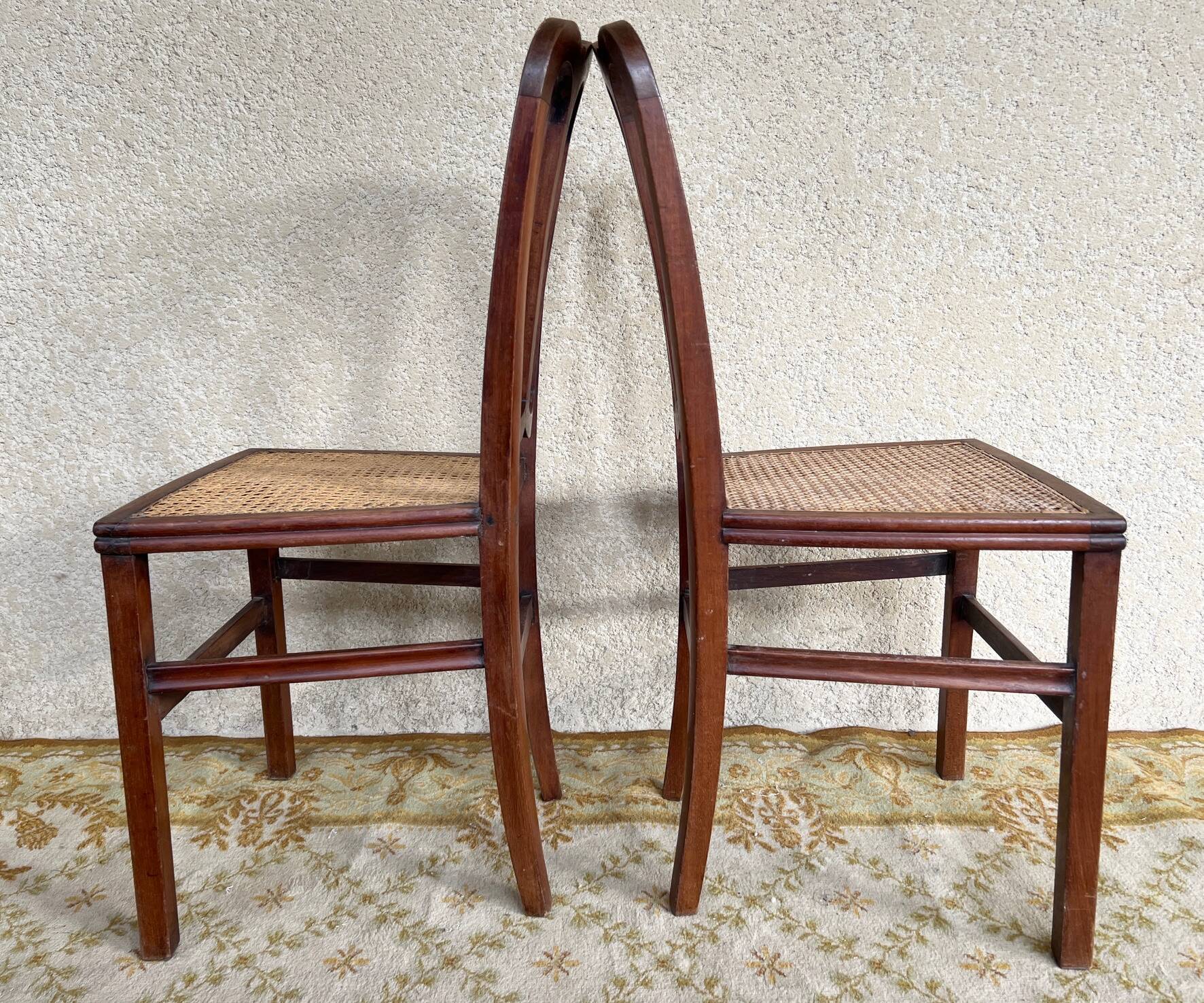 Pair of late 19th century mahogany bistro chairs