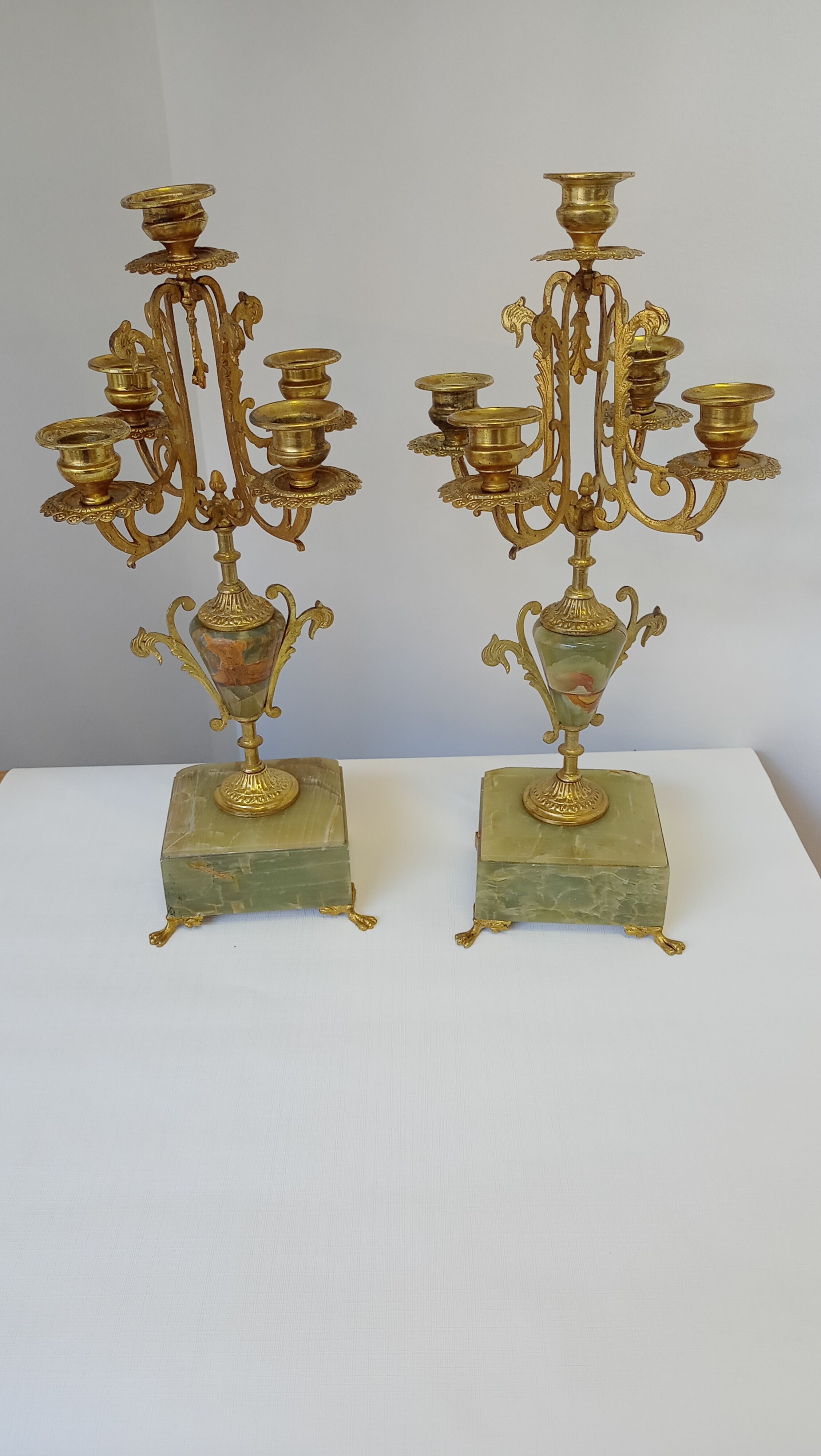 Two onyx candle holders