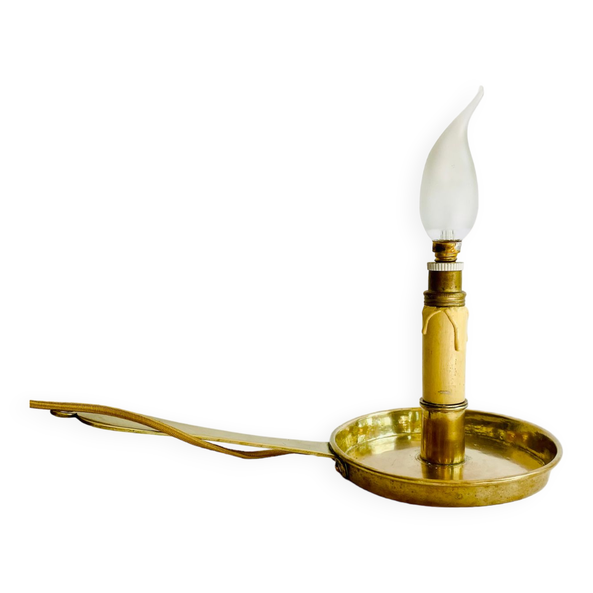 Candlestick lamp, fabric cable, flame bulb