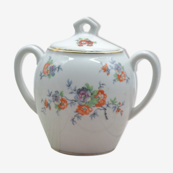 Sucrier en porcelaine avec motifs fleuris délicats début du XXe siècle
