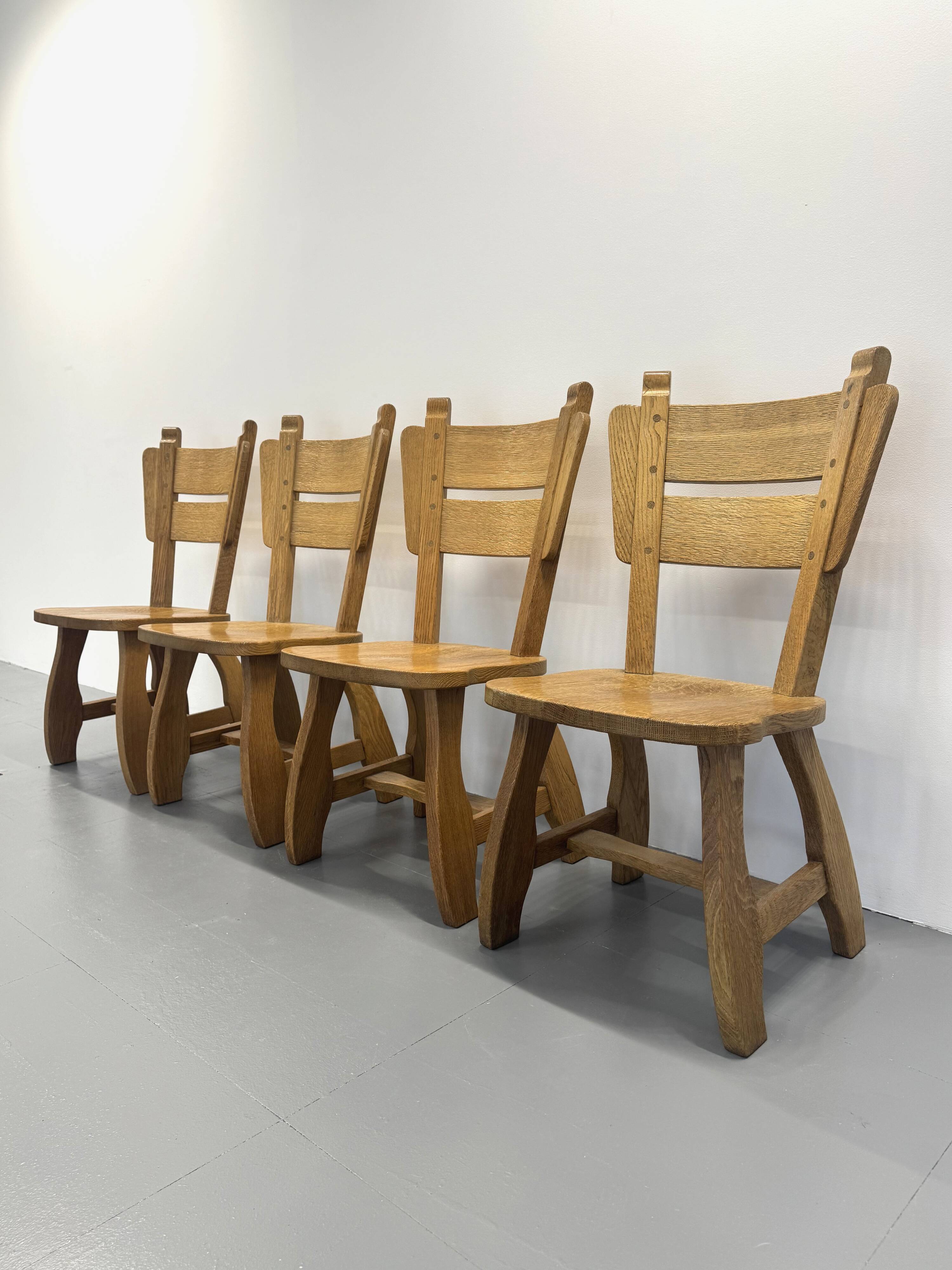 4 Vintage Brutalist Wooden Chairs