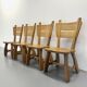 4 Vintage Brutalist Wooden Chairs