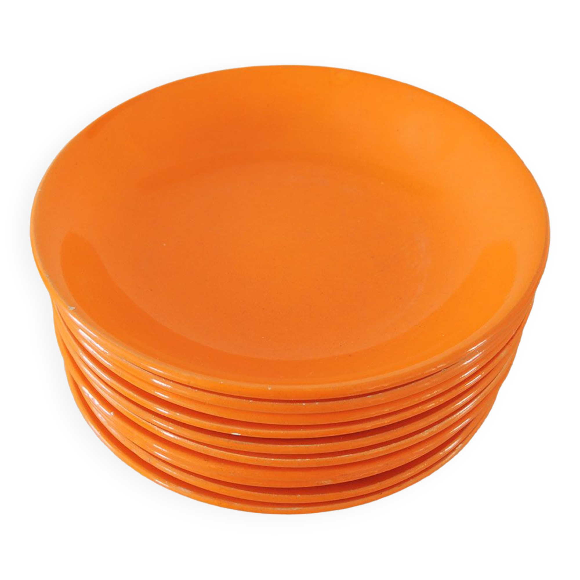 10 Niderviller hollow plates in orange earthenware