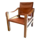 Safari armchair in wood and leather - 1950s style