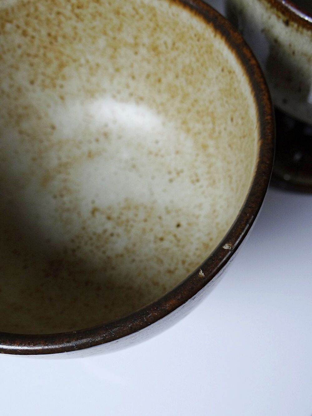 Set of 4 vintage glazed stoneware cider bowls/ice cream cups with stems.