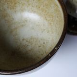 Set of 4 vintage glazed stoneware cider bowls/ice cream cups with stems.