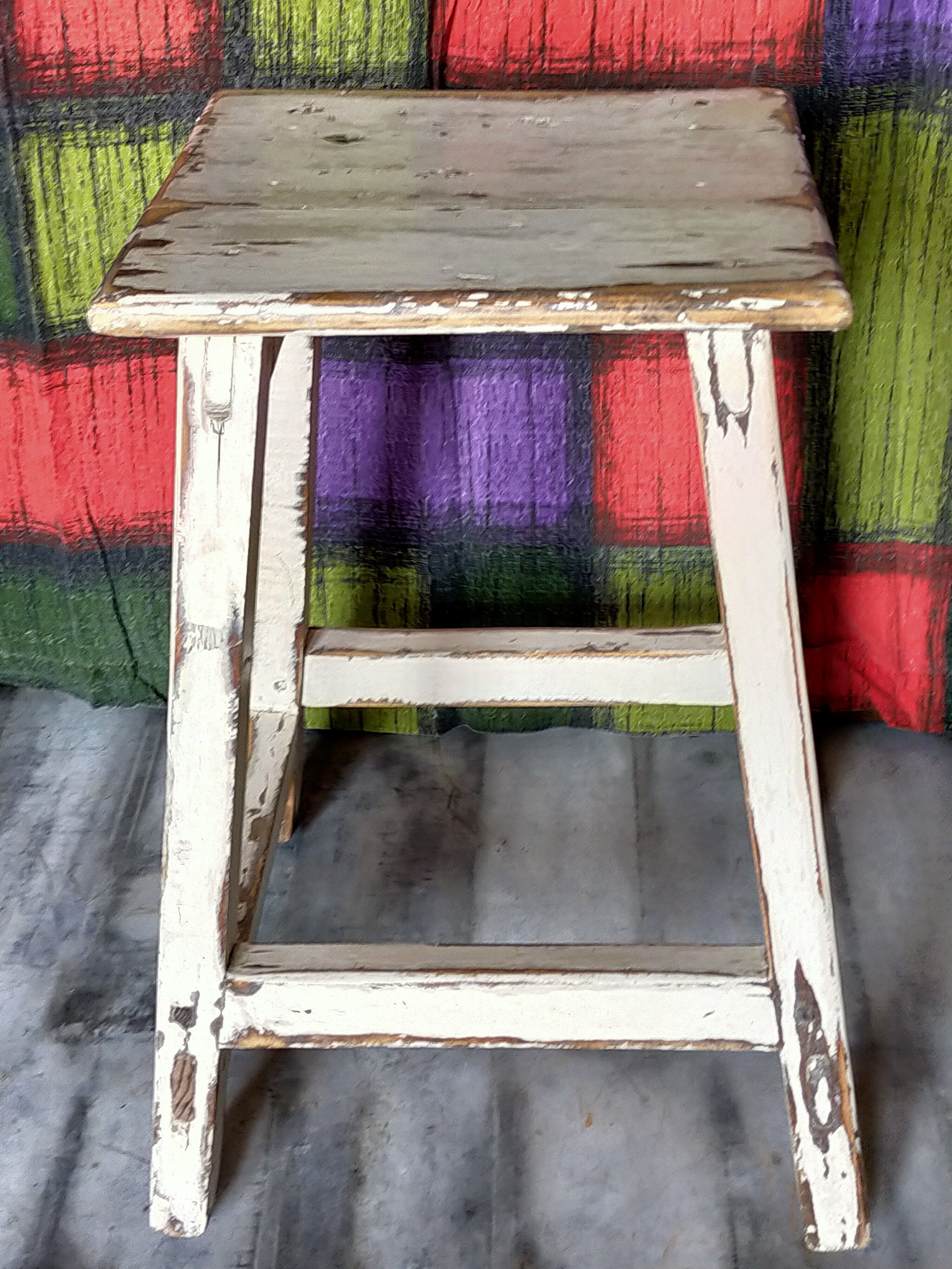 Old patinated workshop stool