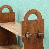 Brutalist oak shelving unit, 1950s