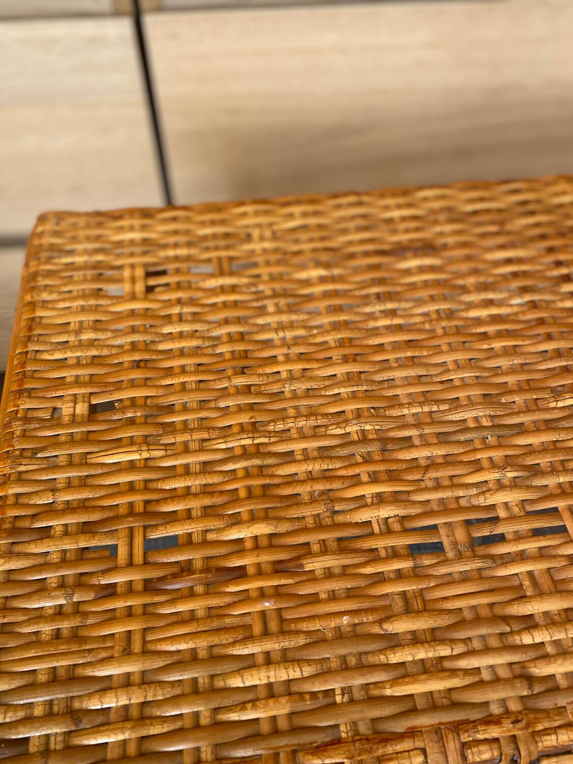 Small vintage rattan table