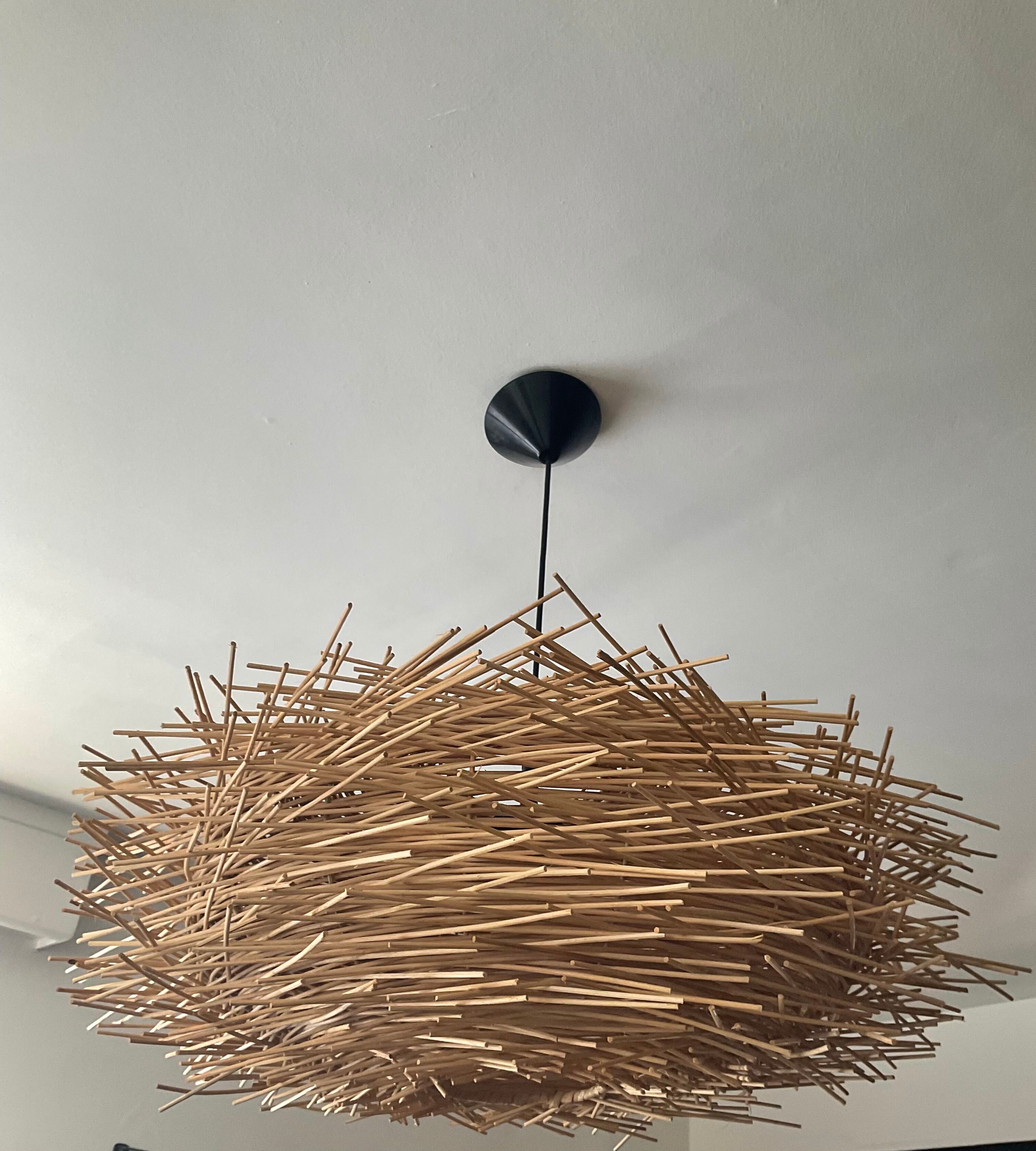 Natural rattan nest suspension
