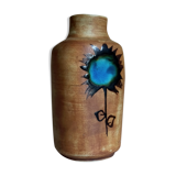 Ceramic vase "Poterie du Colombier" vintage blue sun