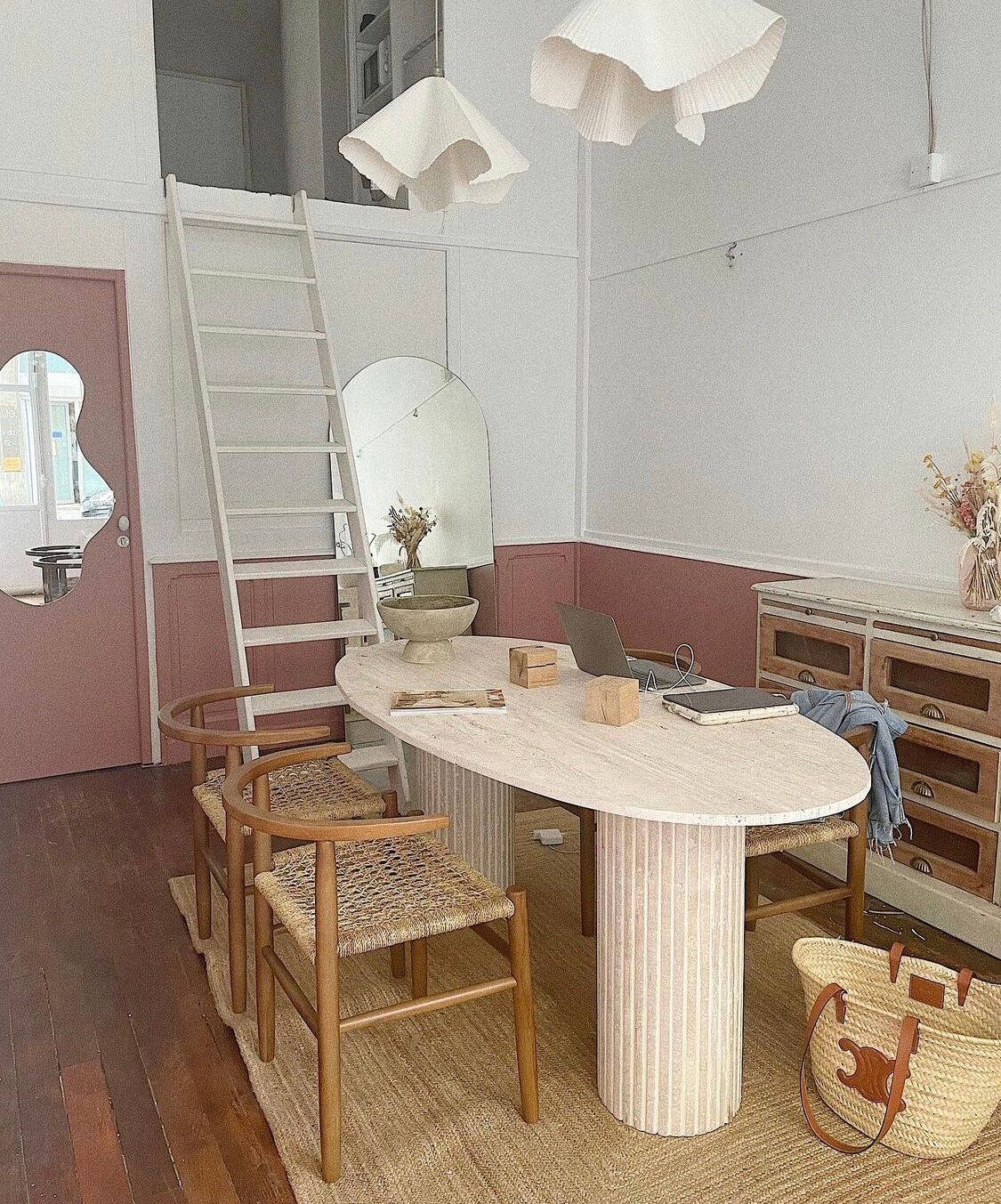 Natural travertine calypso oval dining table 240x100