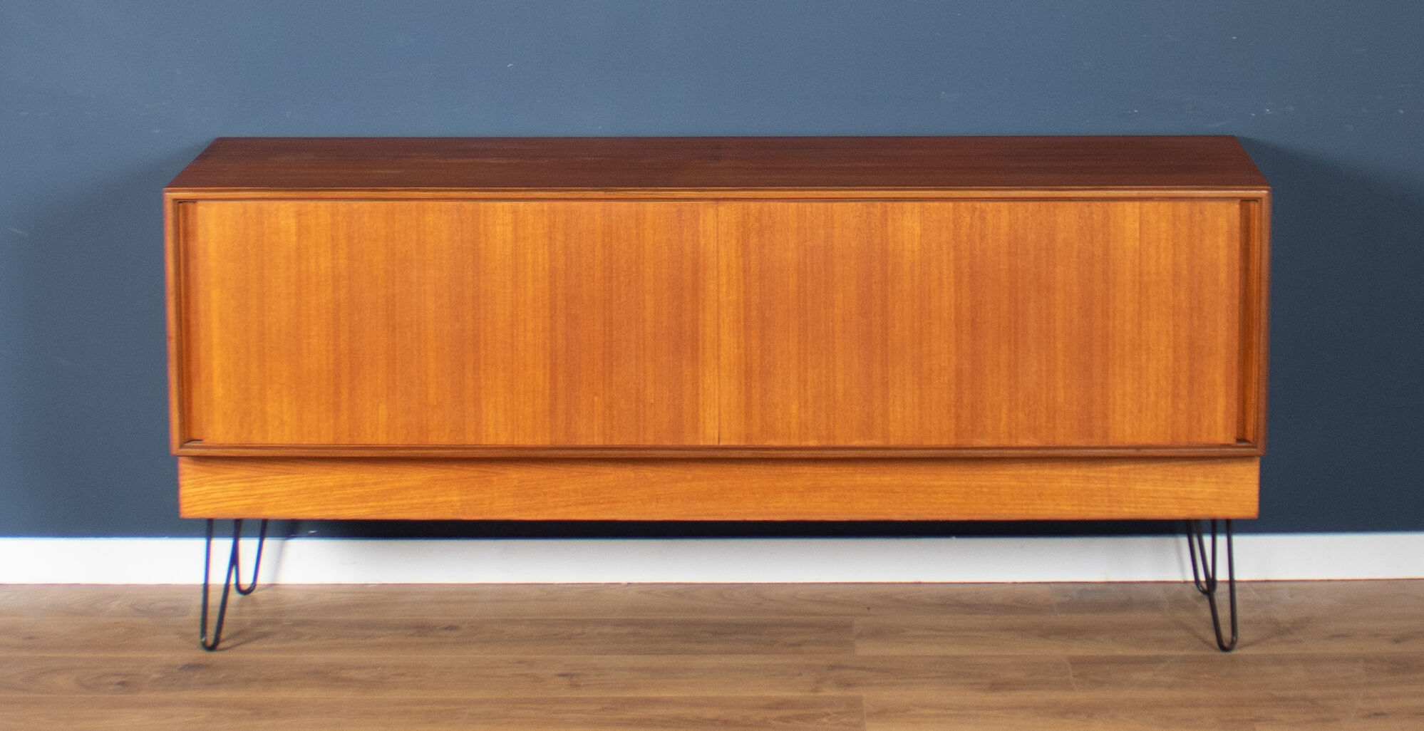 Retro teak 1960s G plan form five sideboard on hairpin legs