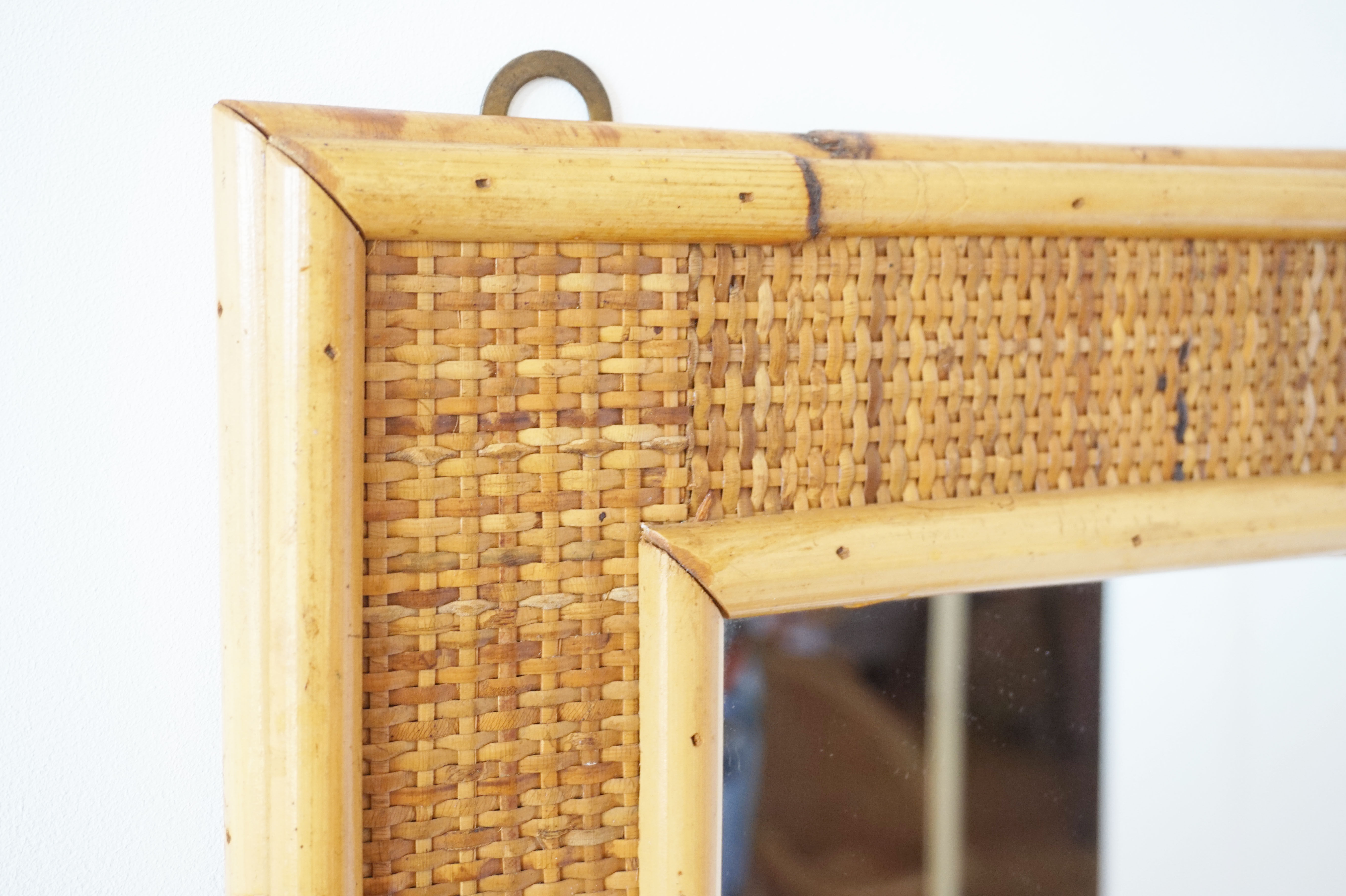 Rattan wall dressing mirror 72x50
