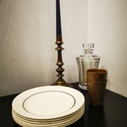 Lot de 6 assiettes plates anciennes liseret argenté