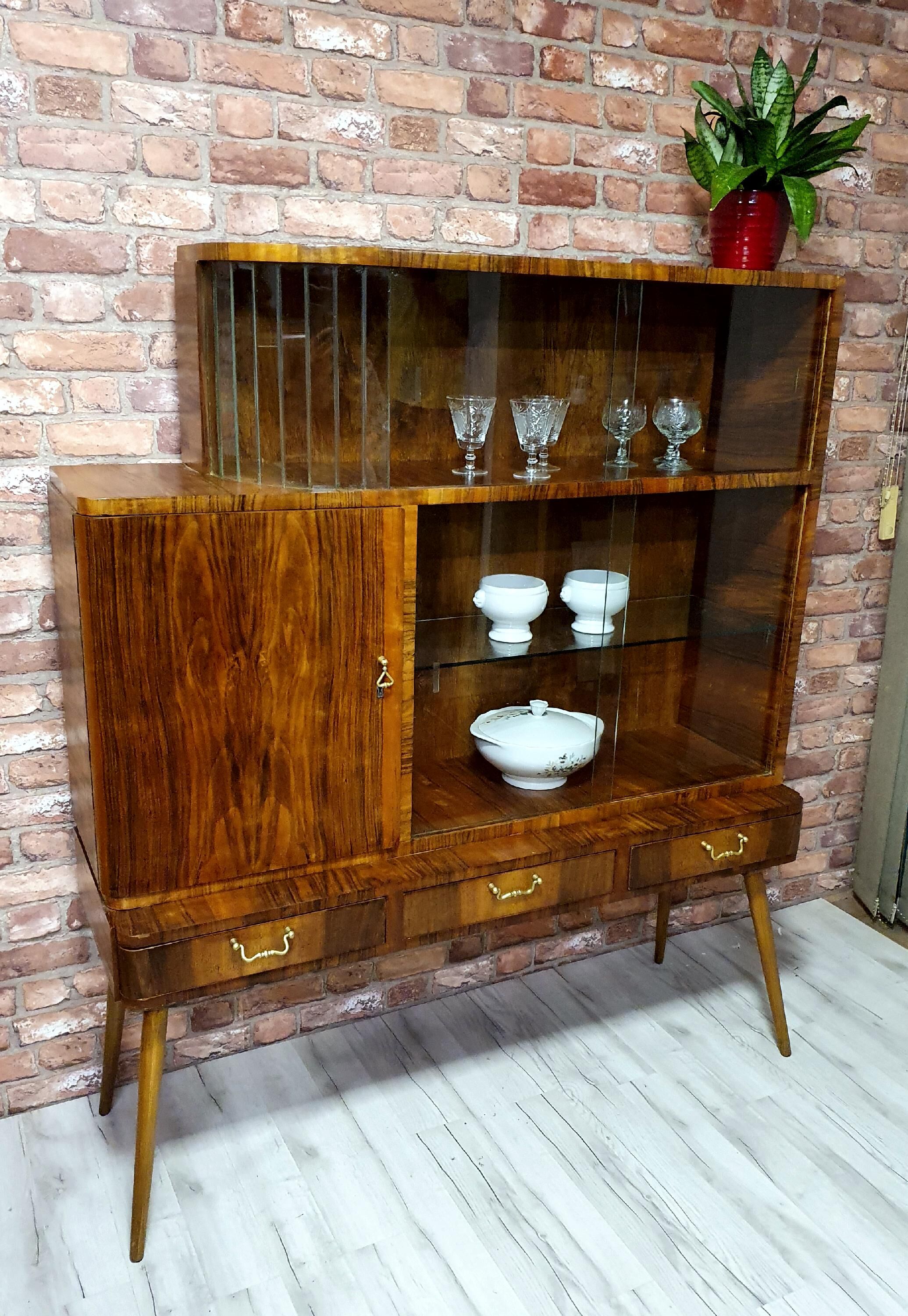 Unique art deco cabinet with drawers. Poland 1950s