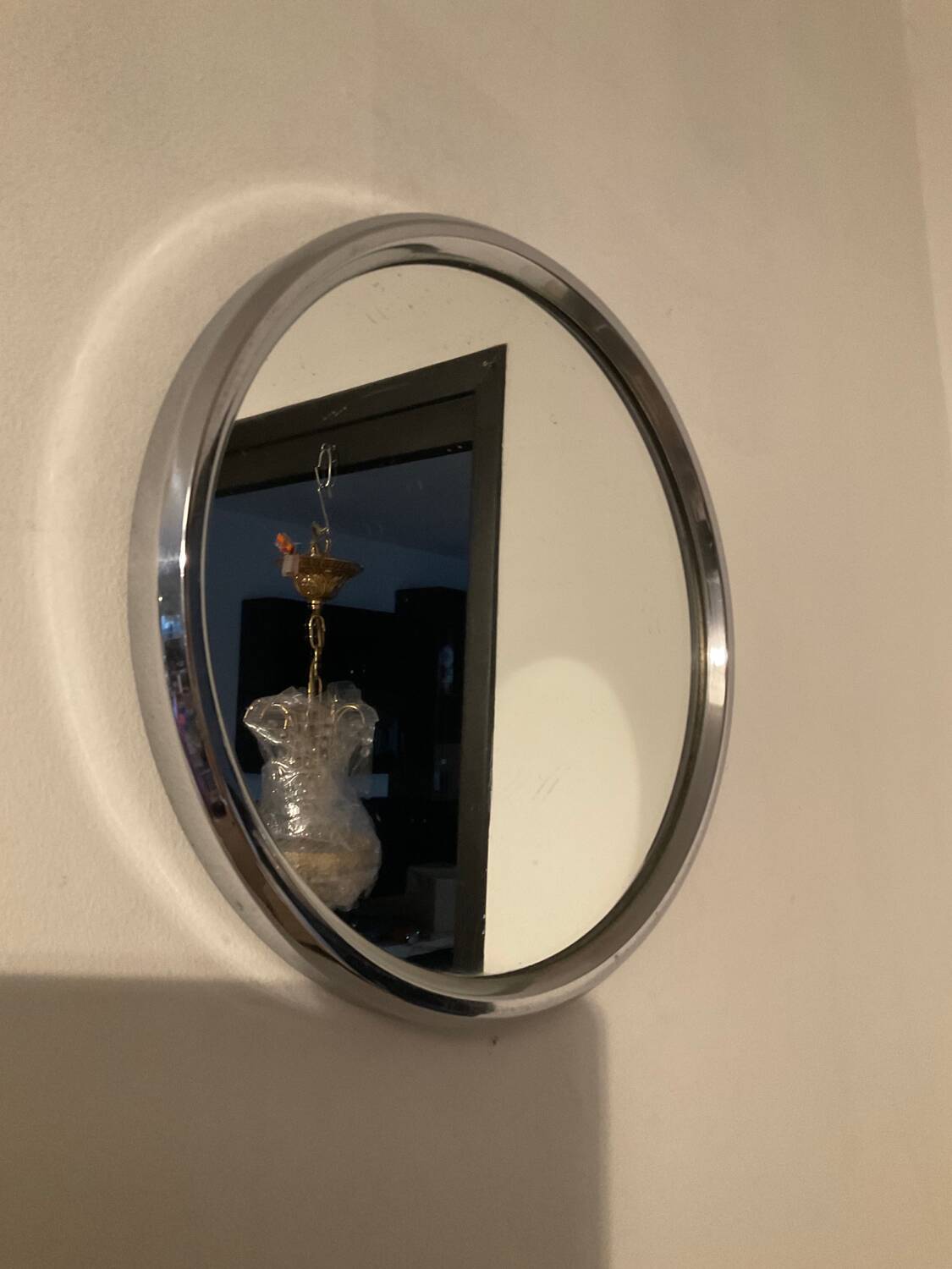 Vintage stainless steel mirror from the 50s and 60s