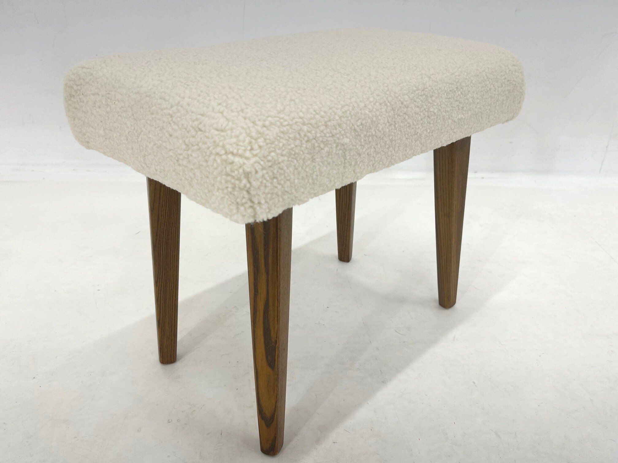 Mid-century Stool in Sheep Skin Fabric, 1970's