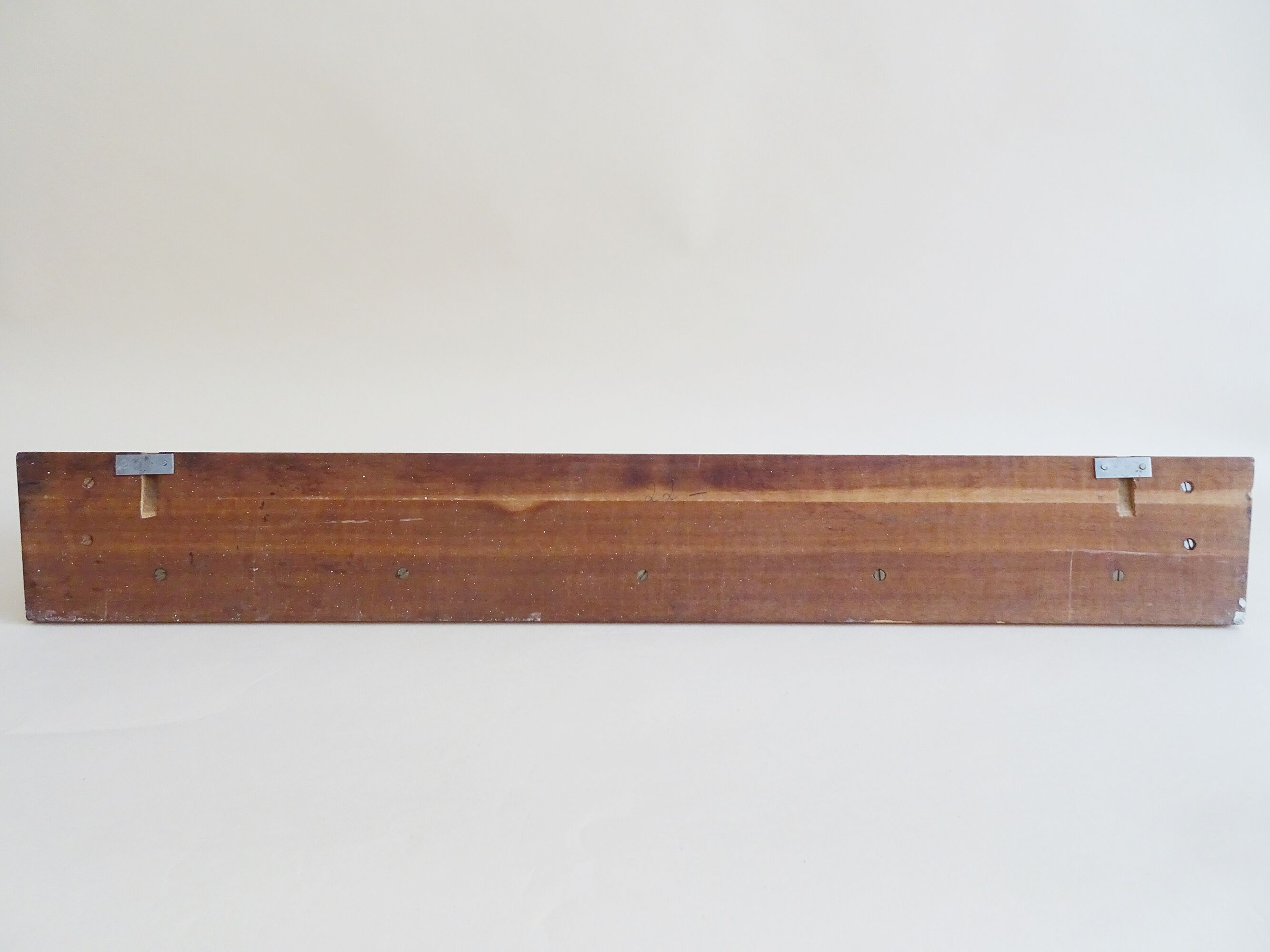 Wall coat rack with hat rack made of teak and gold metal,
