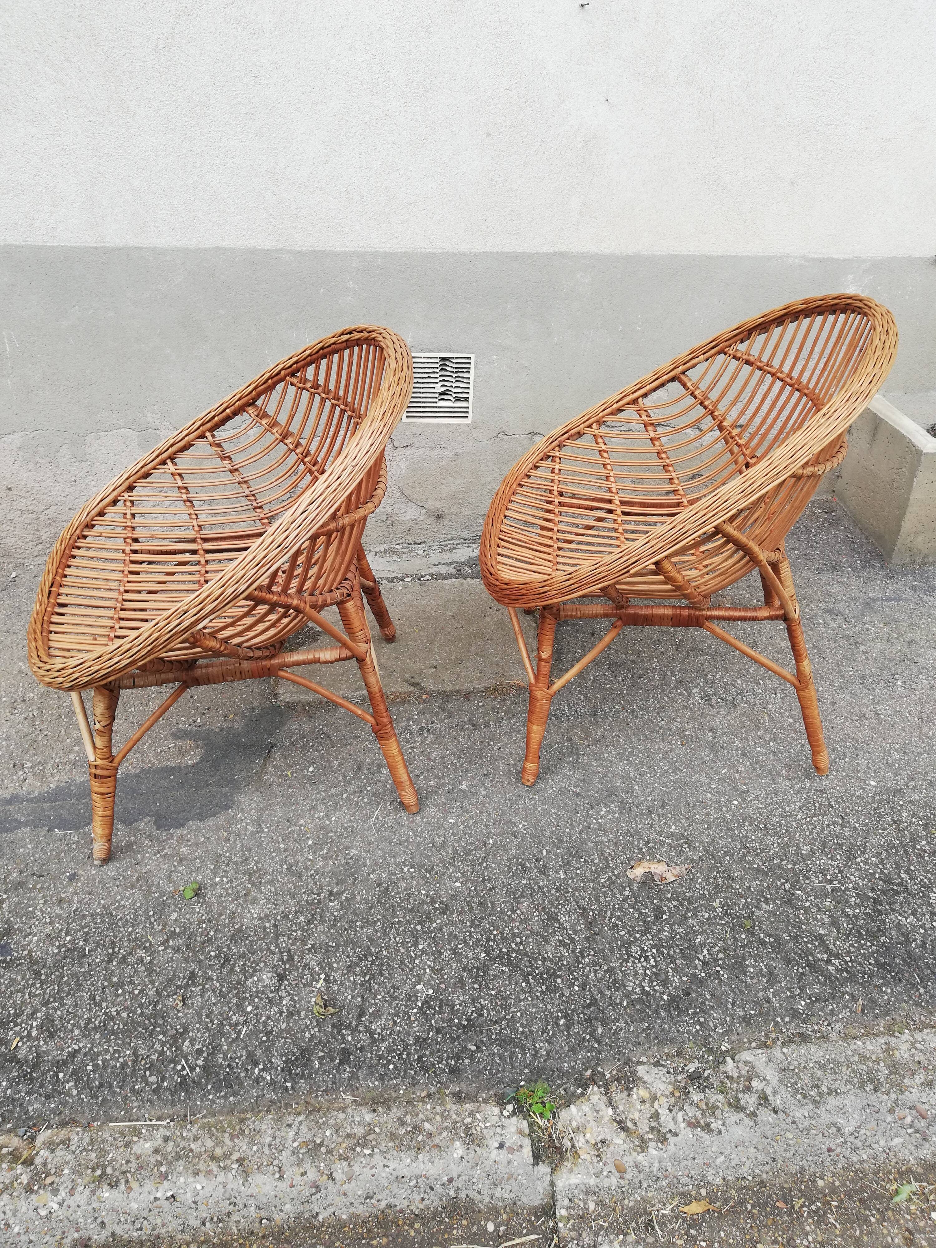 Paire de fauteuils vintage rotin