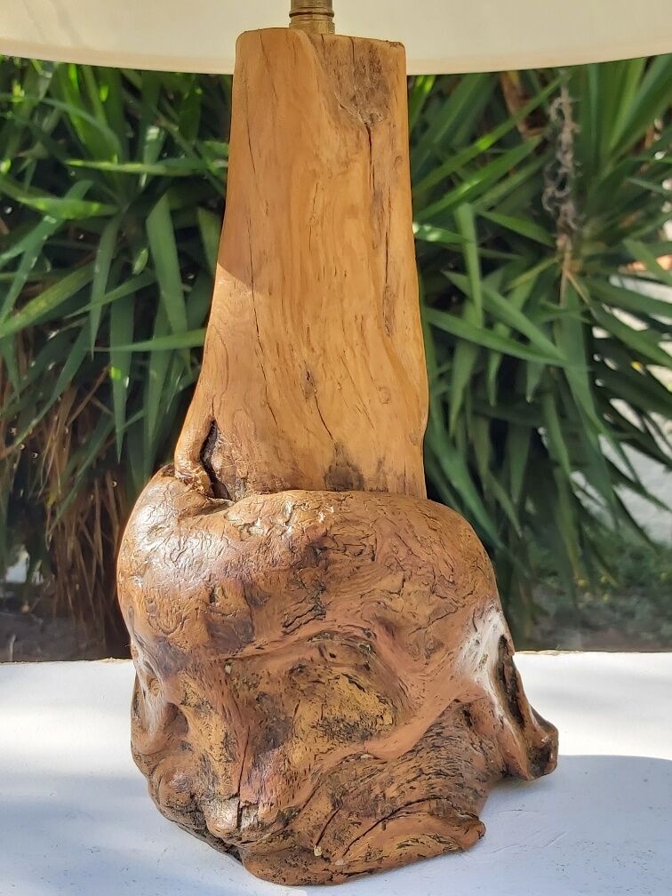 Vintage wood brutalist lamp 50s