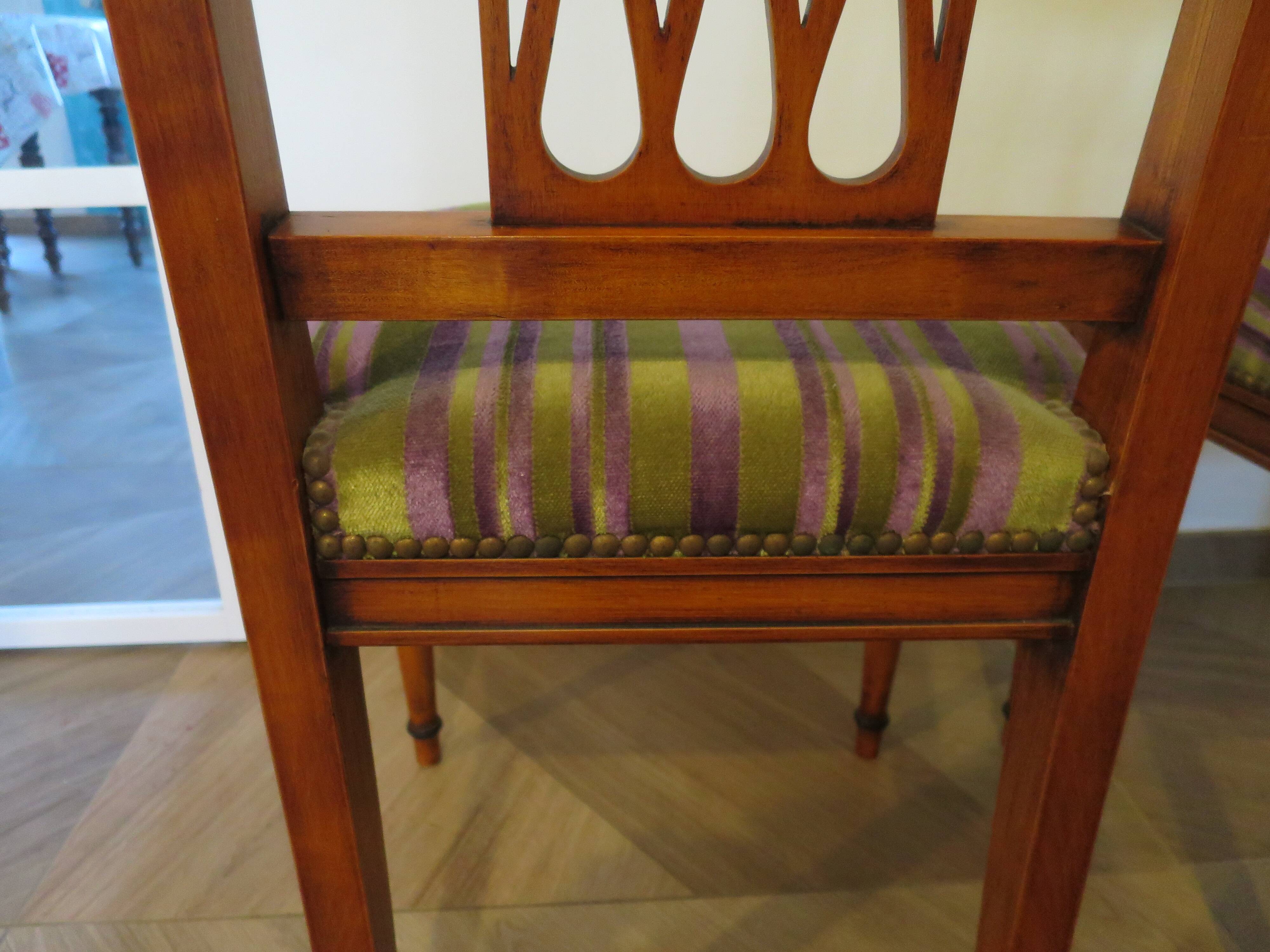 Set of 2 Purple and Green Tapestry Chairs - Cherry