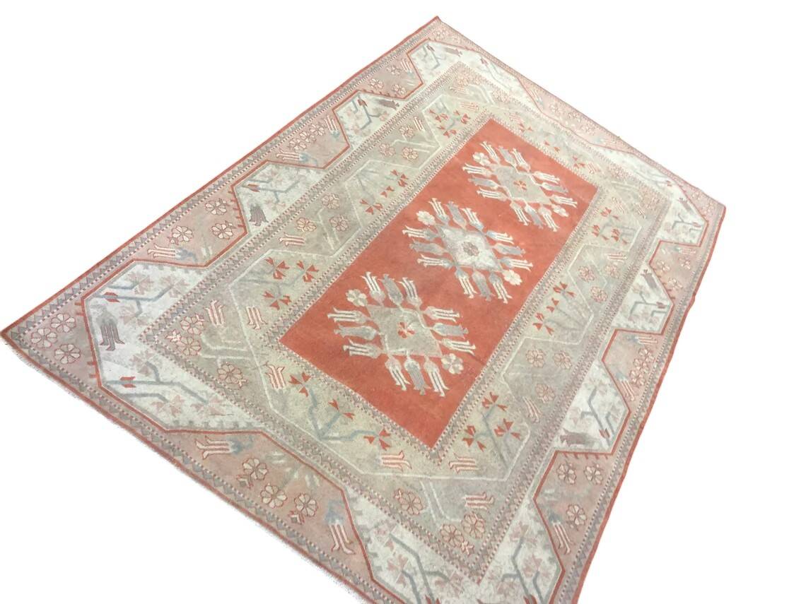 Oushak Handmade Floral Carpet