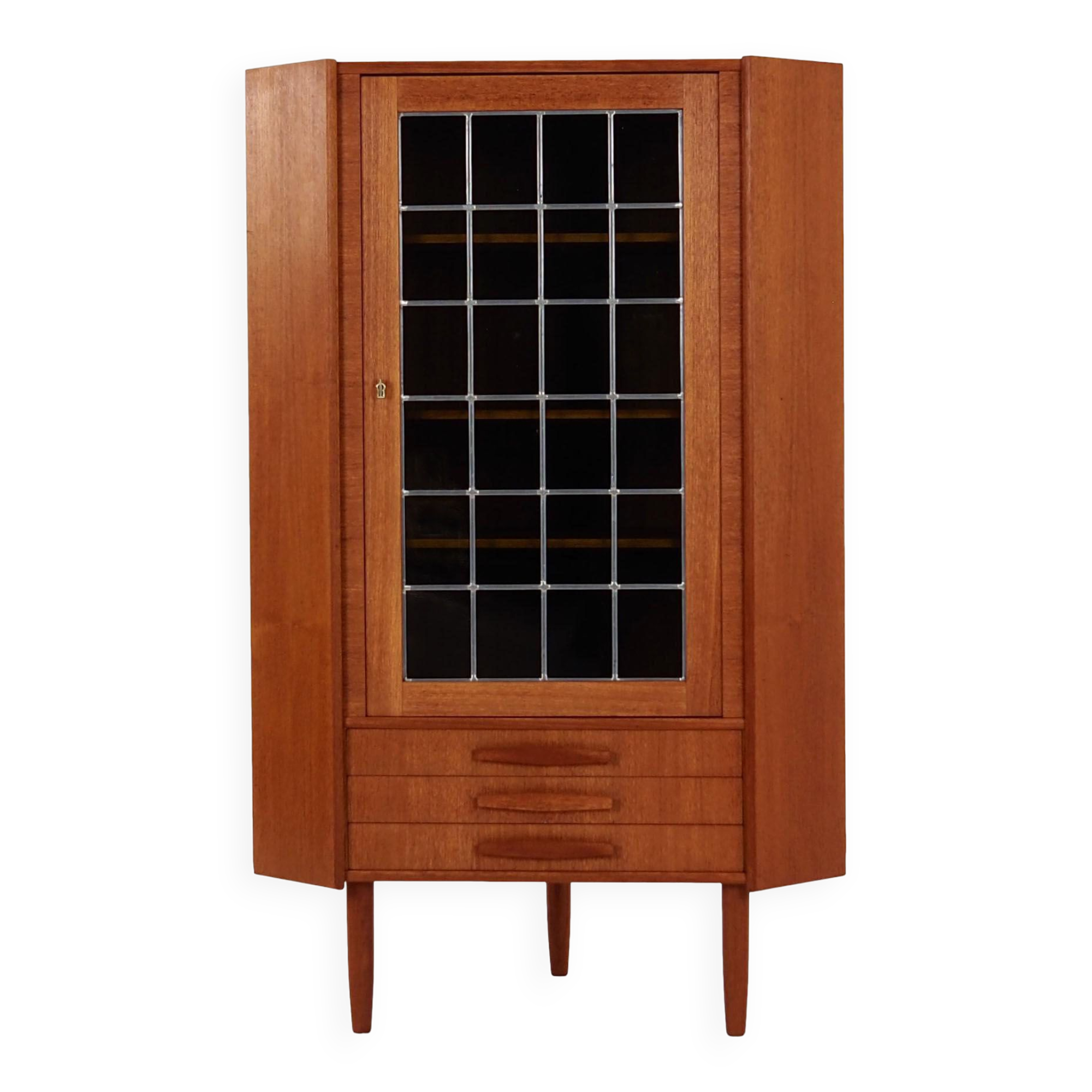 Teak corner showcase, Danish design, 1970s, production: Denmark