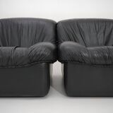 Modular black leather armchairs, 1970s