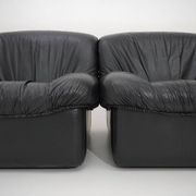 Modular black leather armchairs, 1970s