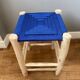 Moroccan beldi stool blue seat Majorelle