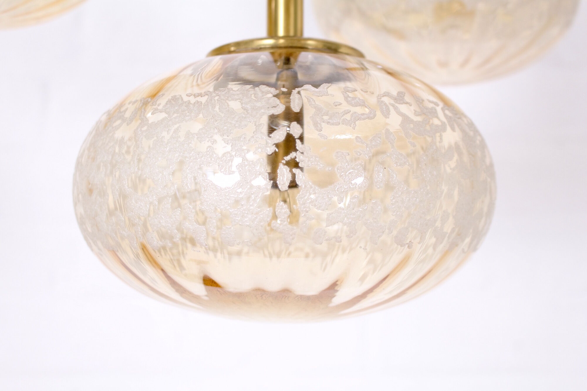 Cascade chandelier 4 globe in blown amber glass