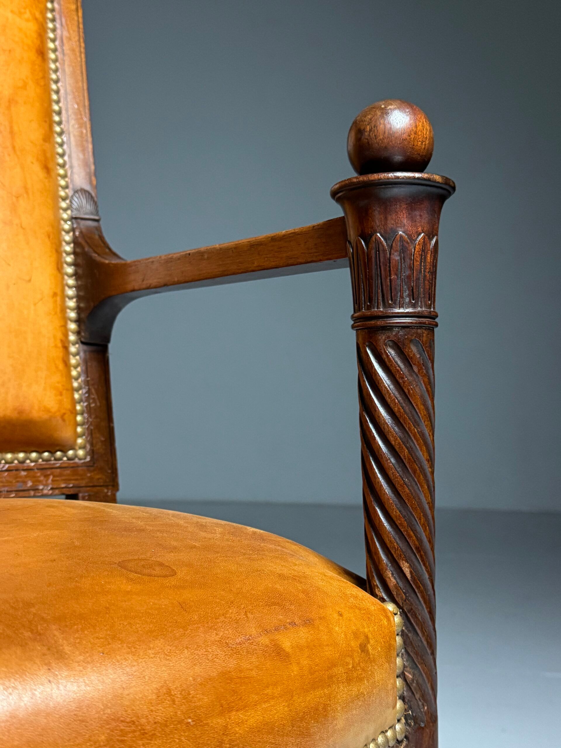 French armchair 19th century leather