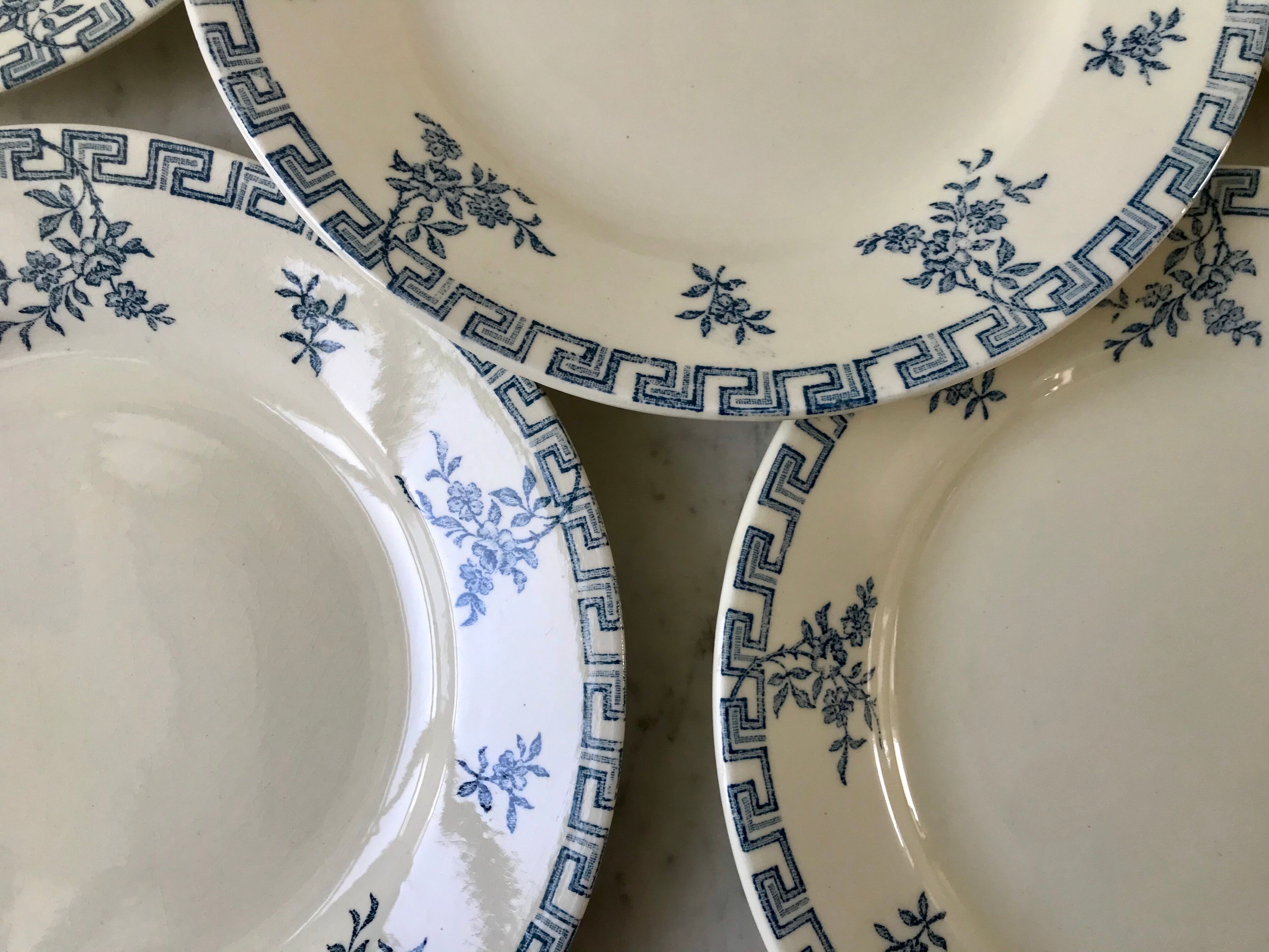 set of 6 dessert plates Terre de Fer St Amand model "Athens" XXth