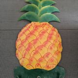 Towel/tea towels in pineapple shaped metal towel holder, hand painted - 1970s/1980s