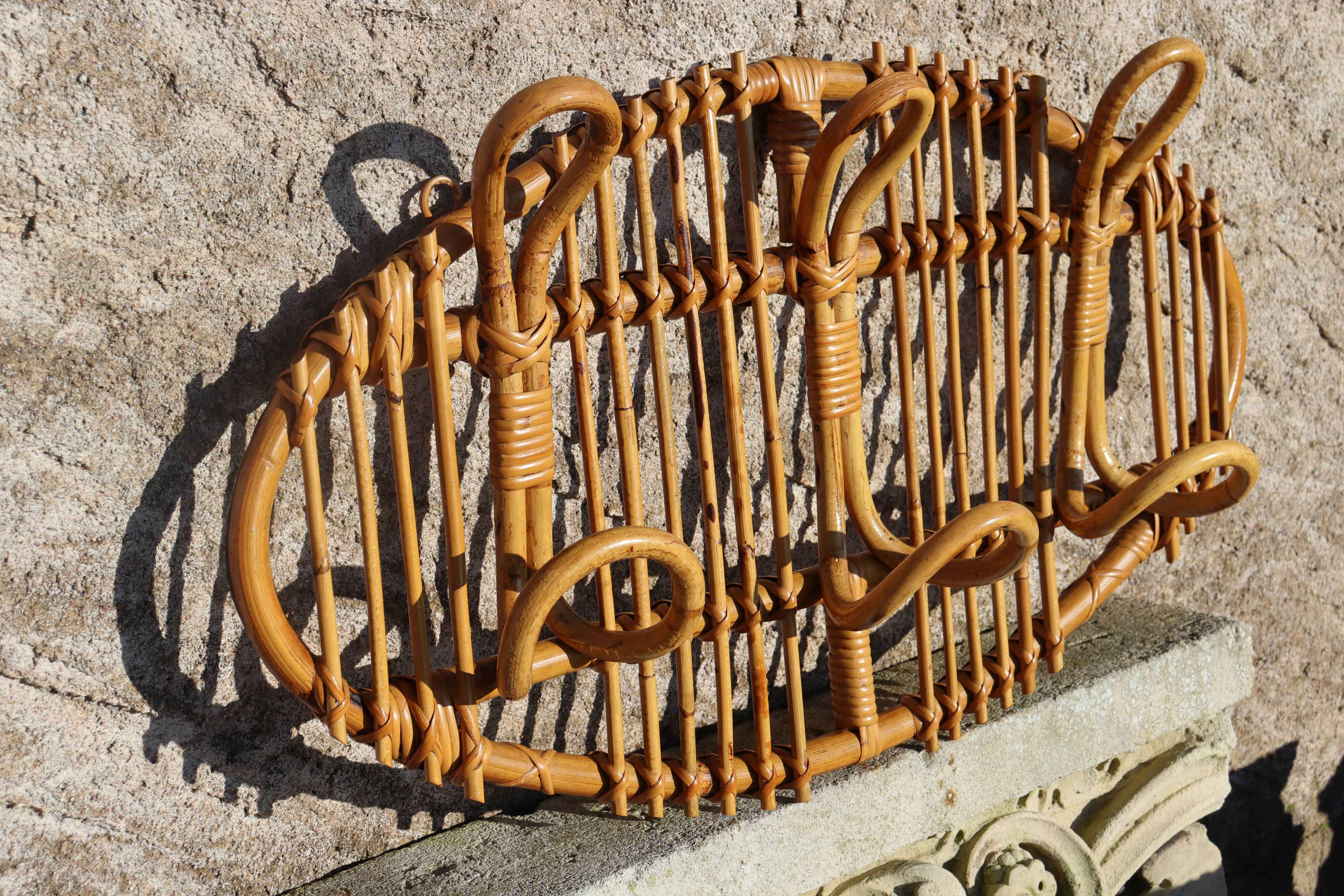 Italian rattan coat rack