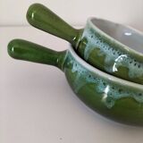 Duo of flowery caquelons