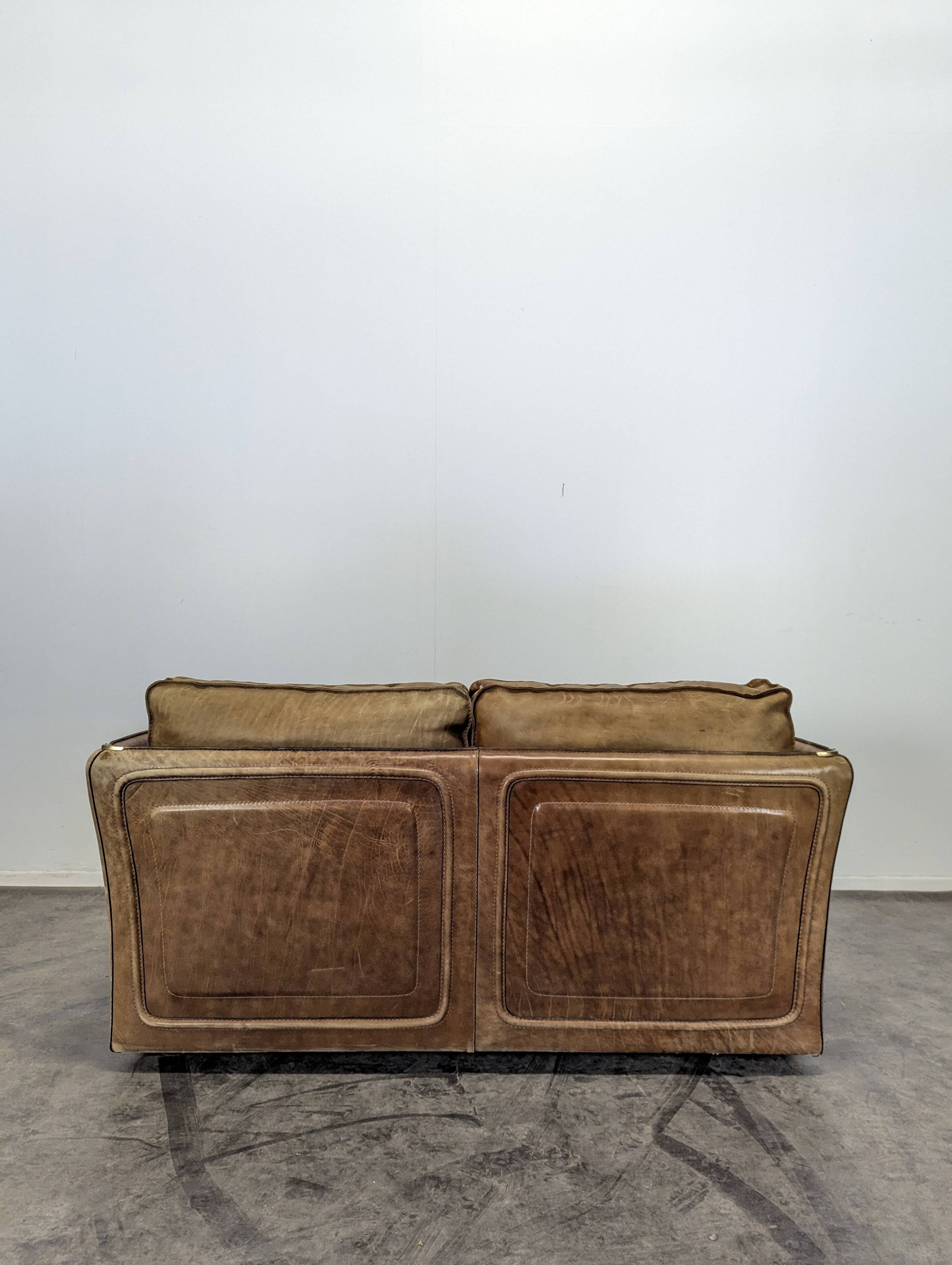 Roche Bobois 80s 2-seater leather sofa