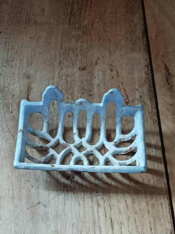 Soap dish Patinated blue enameled metal dpmc 0923216